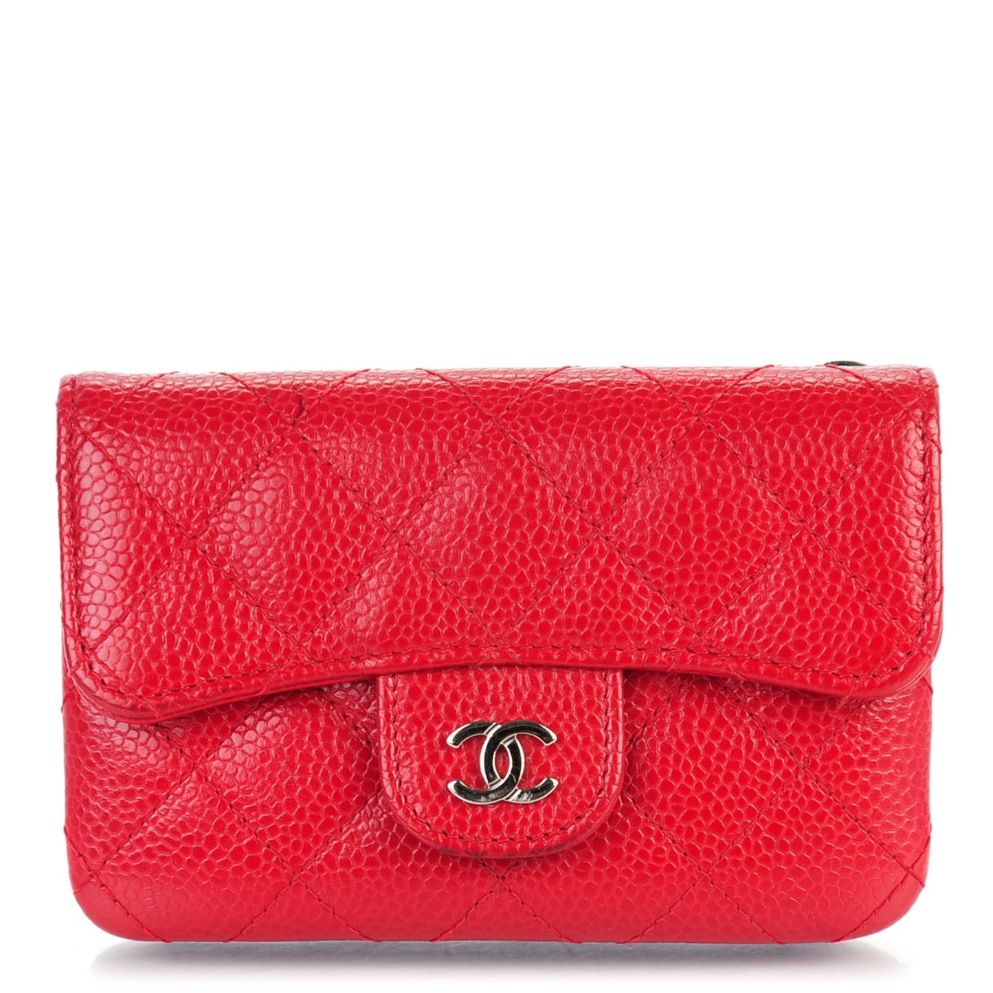 Caviar Quilted Coin Purse Red