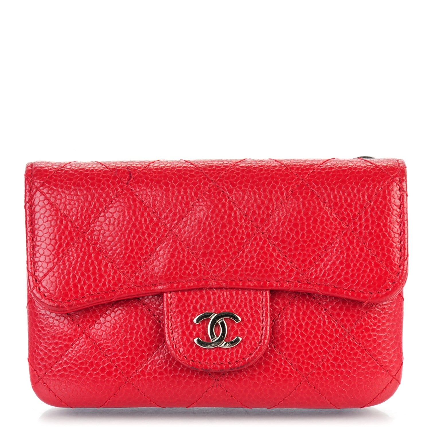 Chanel Caviar Quilted Coin Purse Red 1 of 8