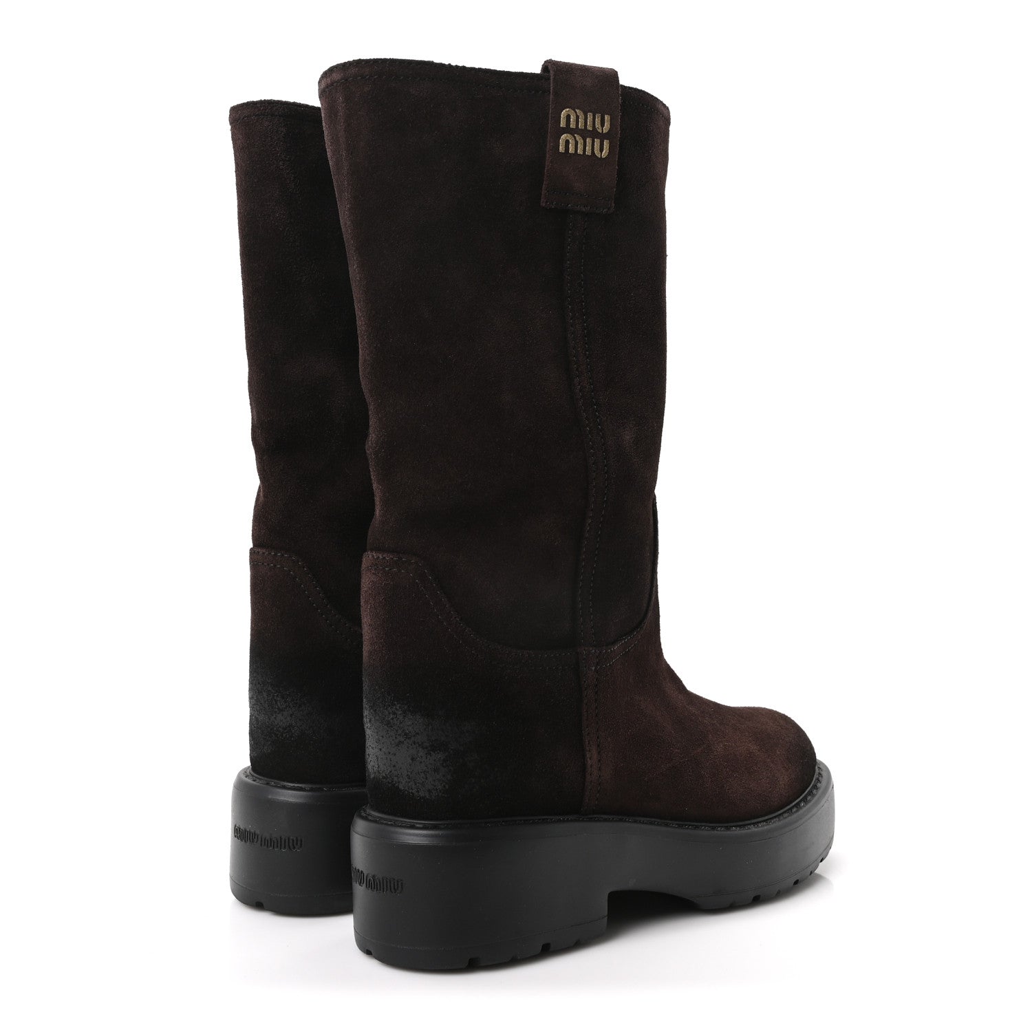 Miu Miu Vintage Effect Suede Mid Calf Boots  39 Morro 5 of 8