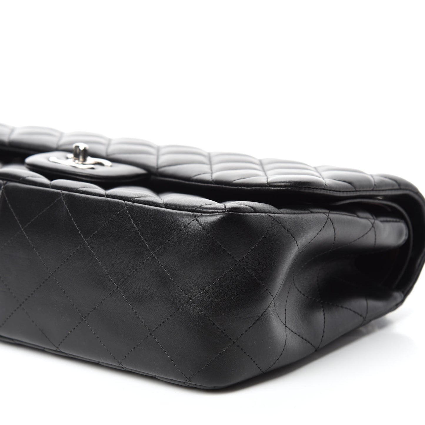 Lambskin Quilted Jumbo Double Flap Black