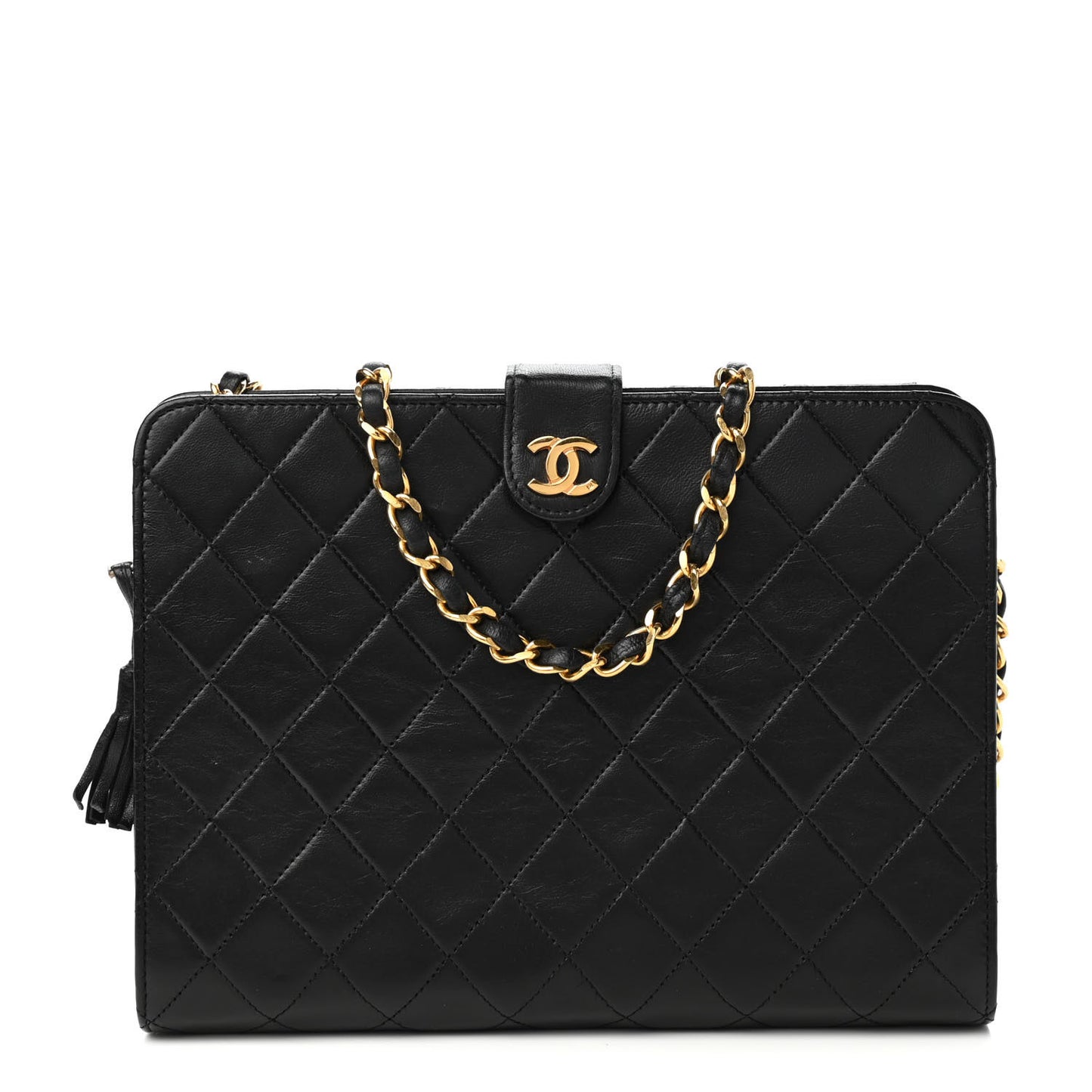Lambskin Quilted Shoulder Bag Black