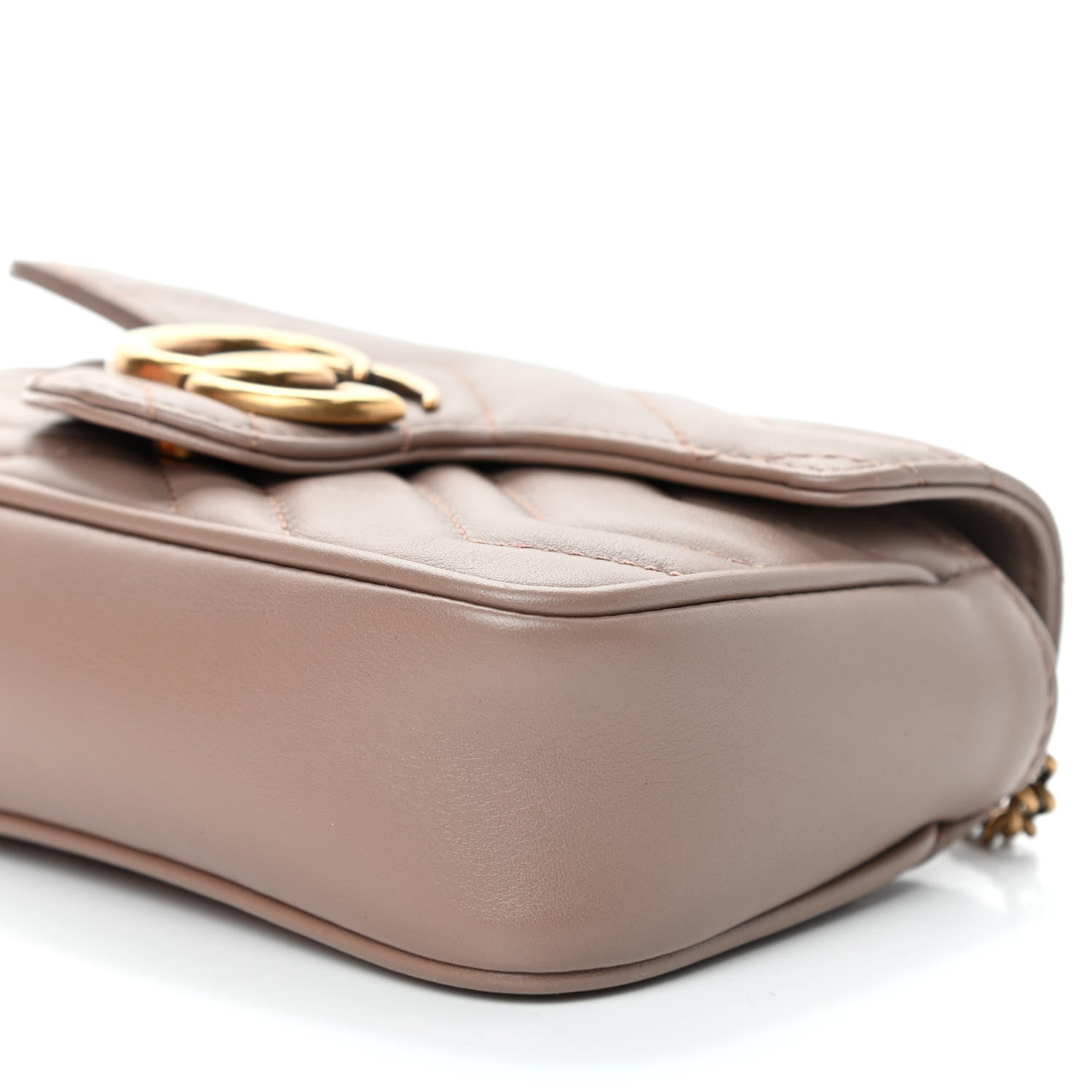 Gucci Calfskin Matelasse Super Mini GG Marmont Shoulder Bag Porcelain Rose 16 of 22