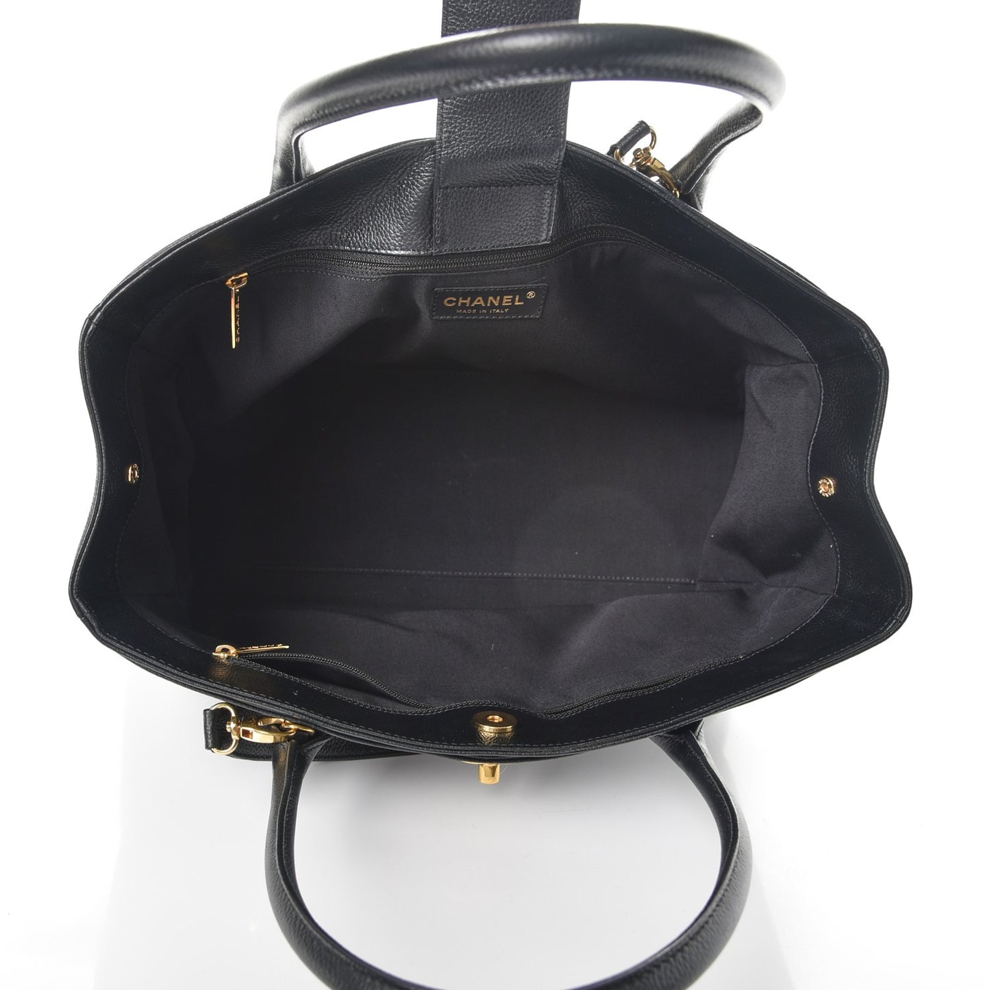 Calfskin Cerf Executive Shopper Tote Black