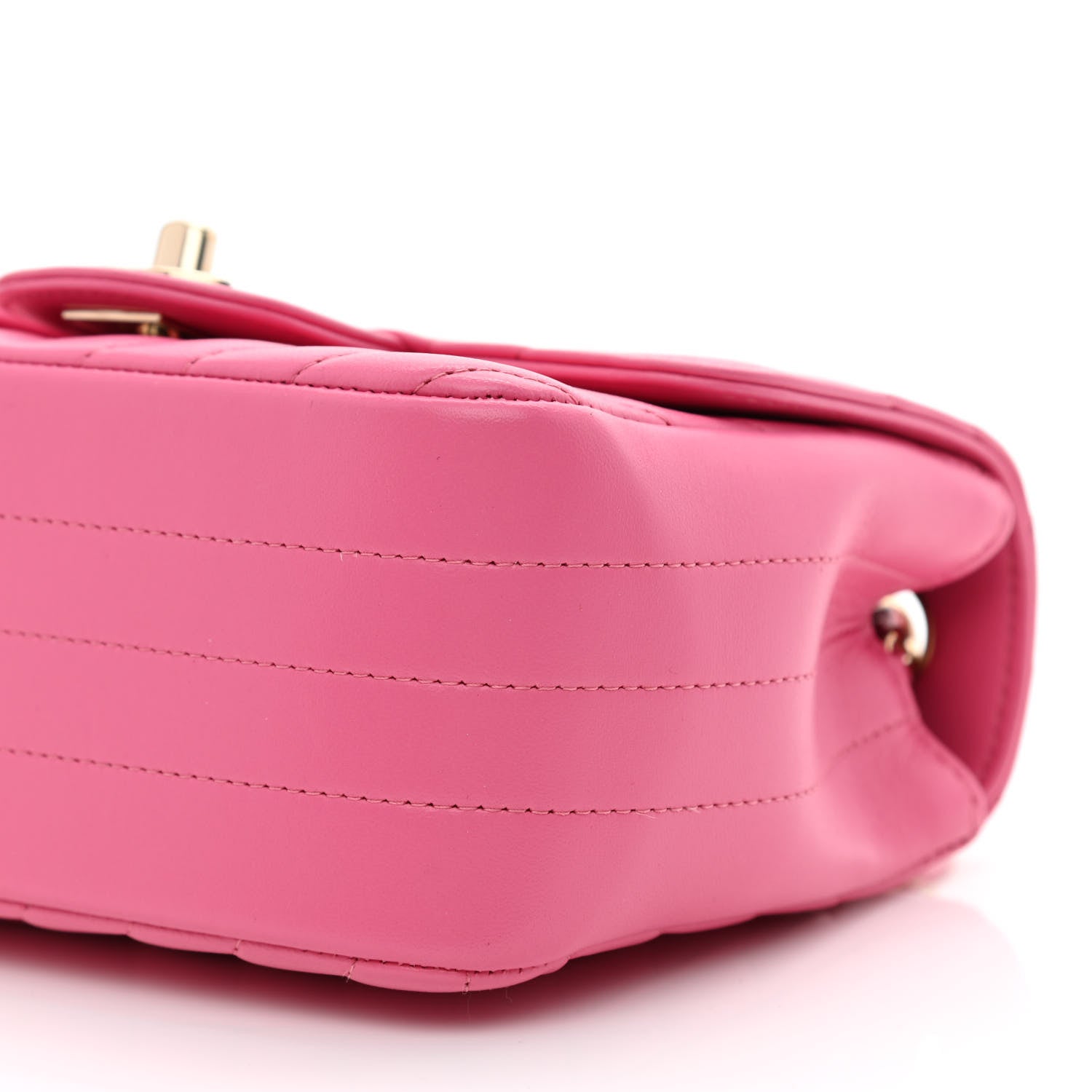 Chanel Lambskin Chevron Quilted Mini Square Flap Pink 10 of 11