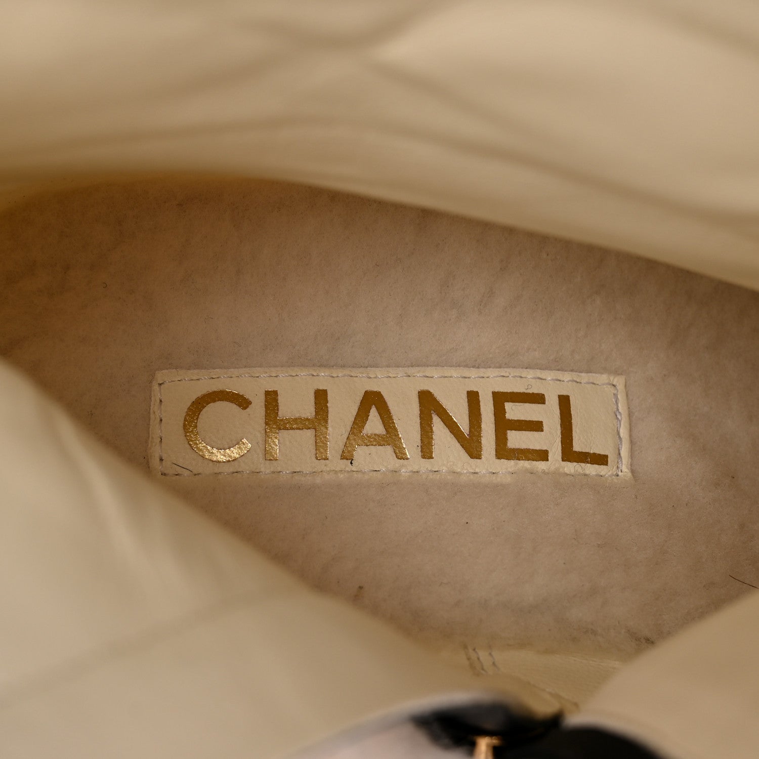 Chanel Shearling Lambskin Logo Ankle Boots 38.5 Ivory Black 8 of 14