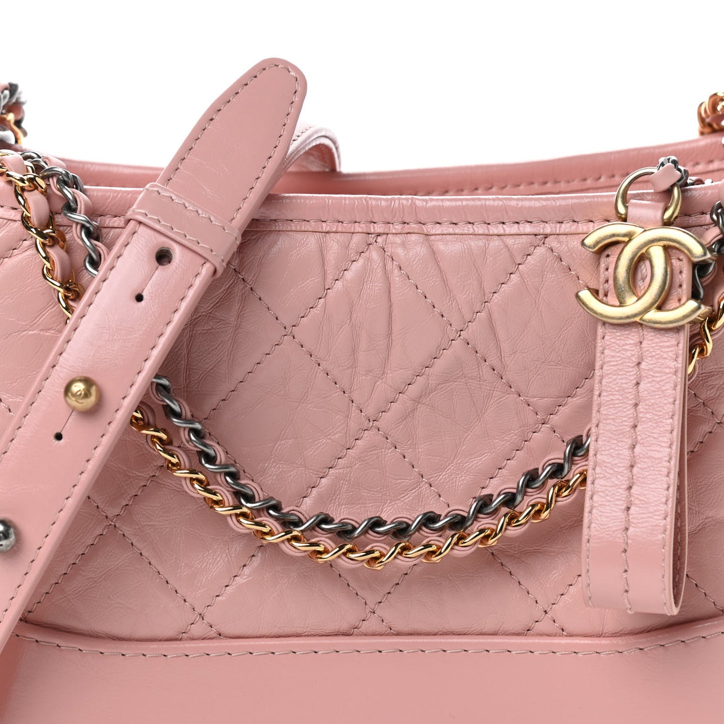 Aged Calfskin Quilted Small Gabrielle Hobo Pink