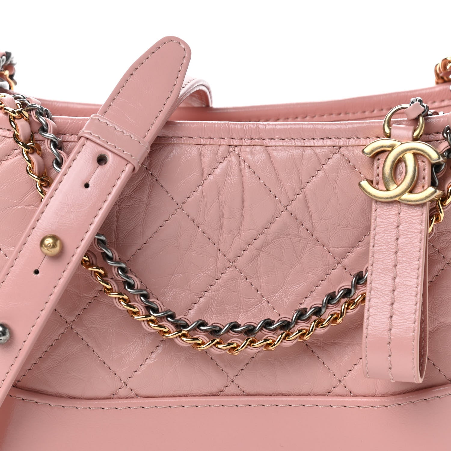Chanel Aged Calfskin Quilted Small Gabrielle Hobo Pink 10 of 11