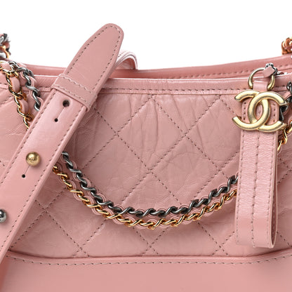 Chanel Aged Calfskin Quilted Small Gabrielle Hobo Pink 10 of 11