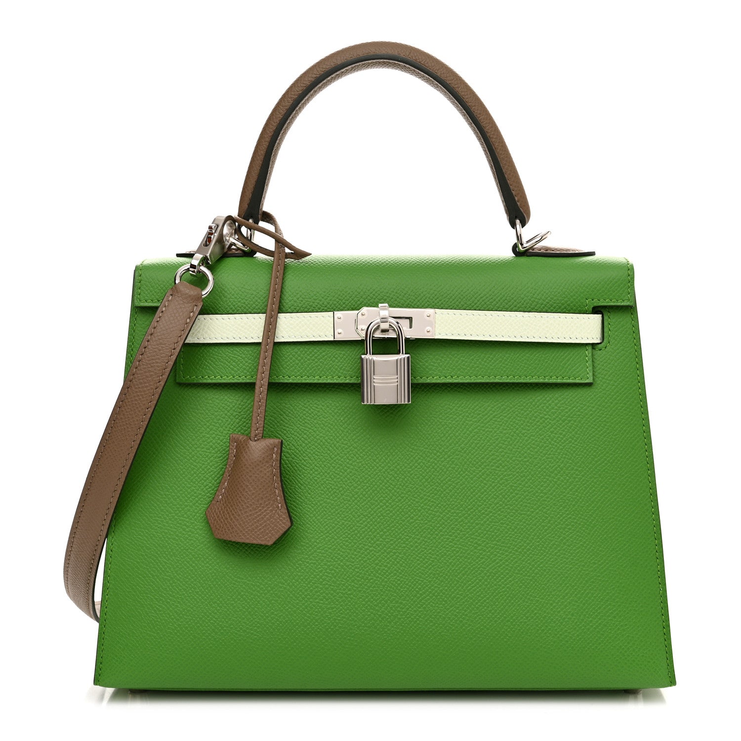 Hermes Epsom Tri-Color Kelly Sellier 25 Vert Yucca Vert Fizz Etoupe 1 of 11