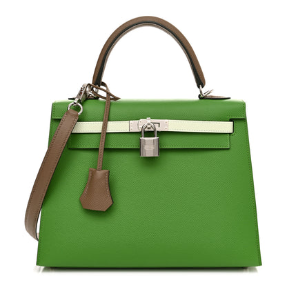 Hermes Epsom Tri-Color Kelly Sellier 25 Vert Yucca Vert Fizz Etoupe 1 of 11
