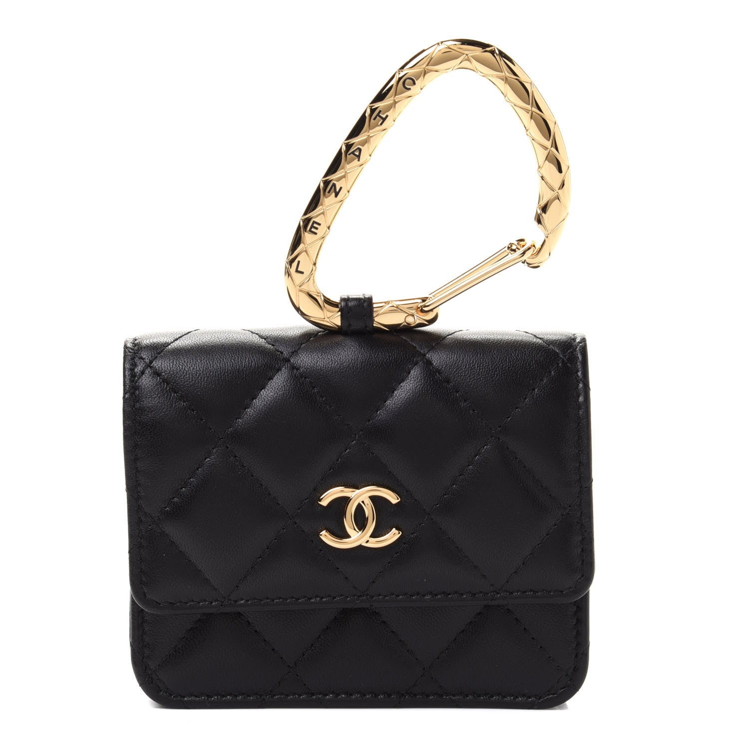 Chanel Lambskin Quilted CC Hook Card Holder Black 1 of 9