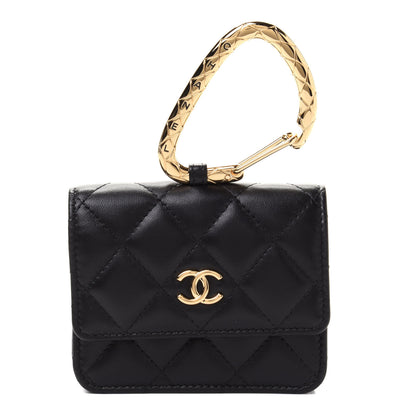 Chanel Lambskin Quilted CC Hook Card Holder Black 1 of 9