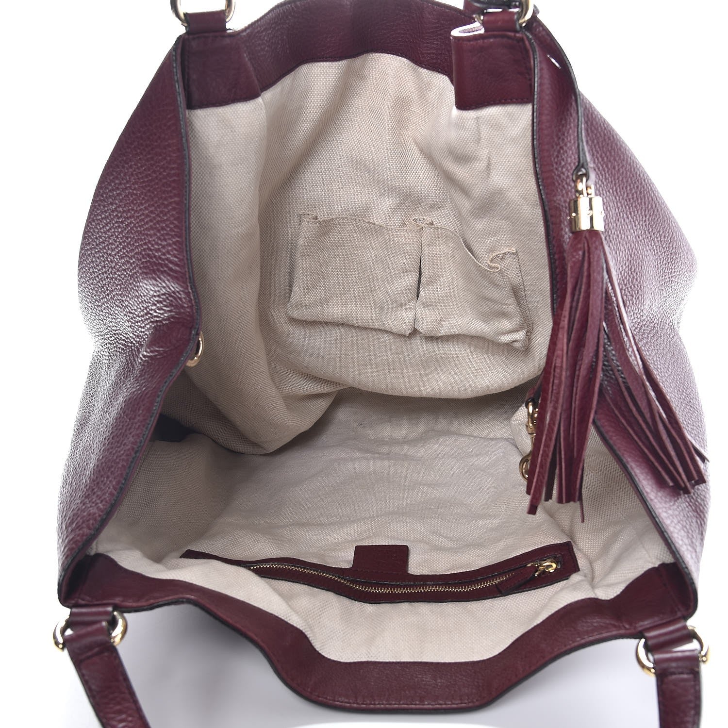 Gucci Pebbled Calfskin Large Soho Shoulder Bag Bordeaux 5 of 15
