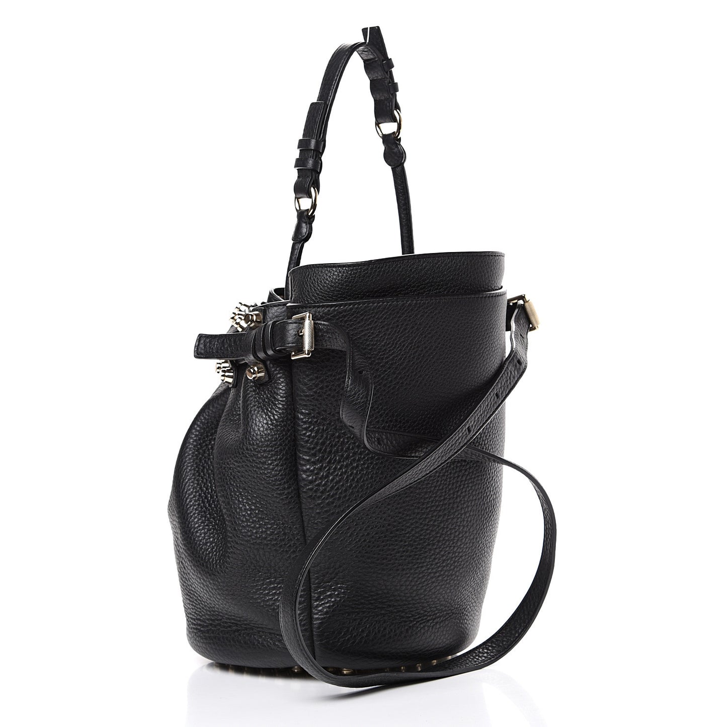 Pebbled Lambskin Diego Bucket Black Nickel Hardware