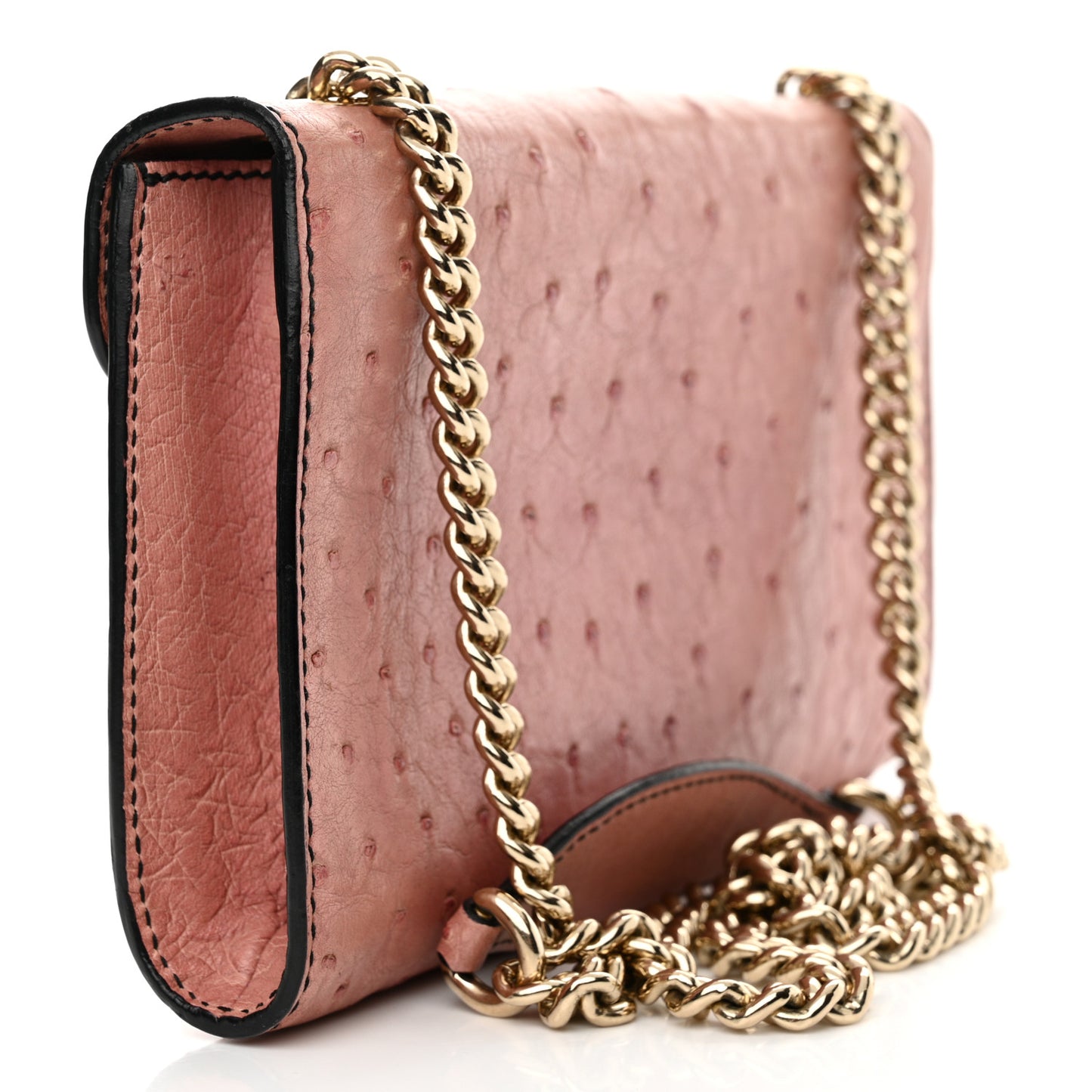Ostrich Small Emily Chain Shoulder Bag Soft Pink