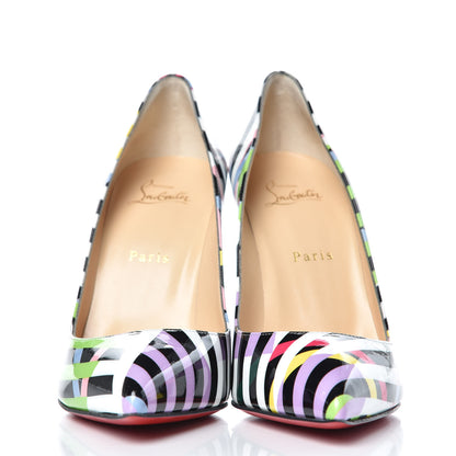 Christian Louboutin Patent Cinestripes Pigalle Follies 100 Pumps 39.5 Multi 2 of 8