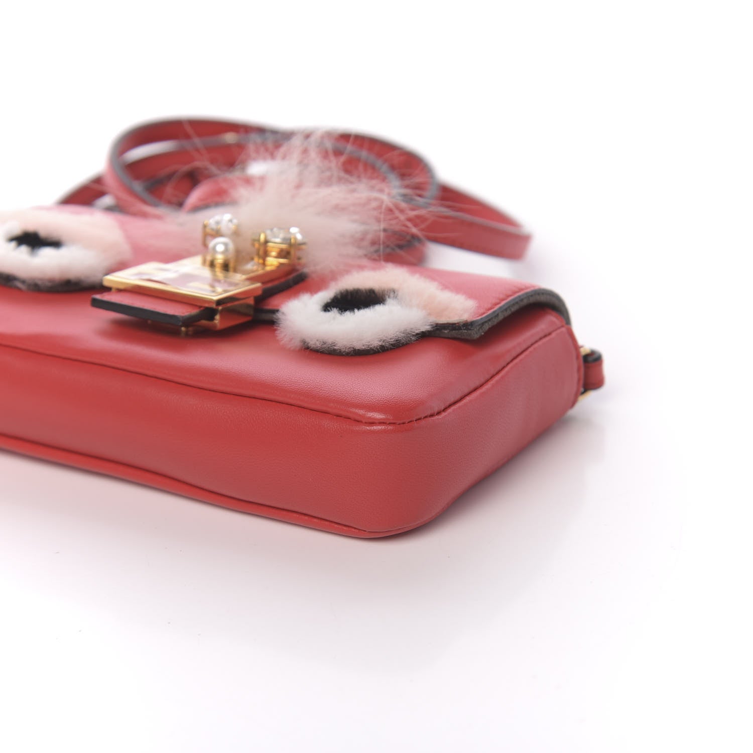Fendi Nappa Rabbit Fox Fur Micro Buggie Baguette Fiamma Rosa 10 of 12