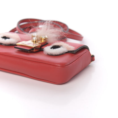Fendi Nappa Rabbit Fox Fur Micro Buggie Baguette Fiamma Rosa 10 of 12