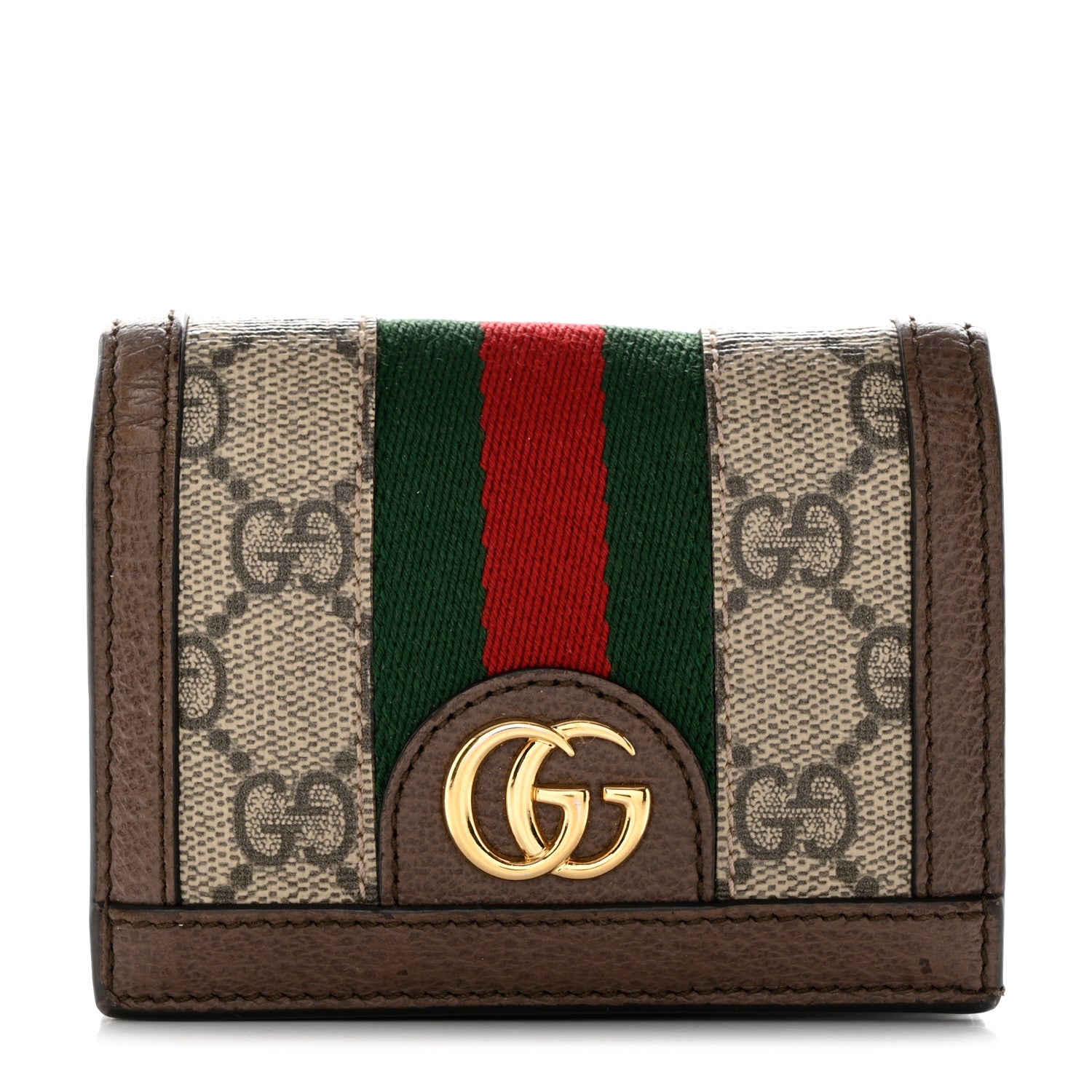 Gucci GG Supreme Monogram Web Ophidia Card Case Beige New Acero 1 of 13