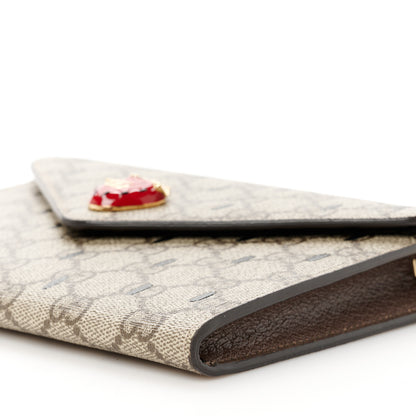 Gucci GG Supreme Monogram Strawberry Seed Textured Dollar Calfskin Enamel Double G Strawberry Wallet On Chain Beige Ebony Black New Acero Hibiscus Red 10 of 10