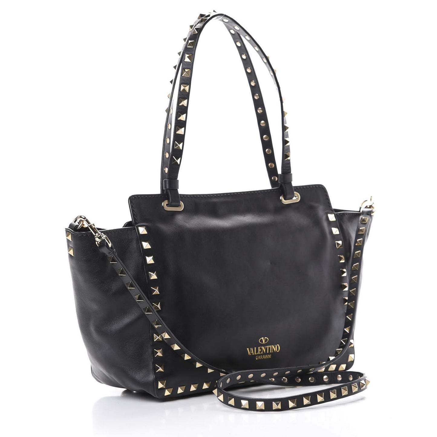 Vitello Small Rockstud Tote Black