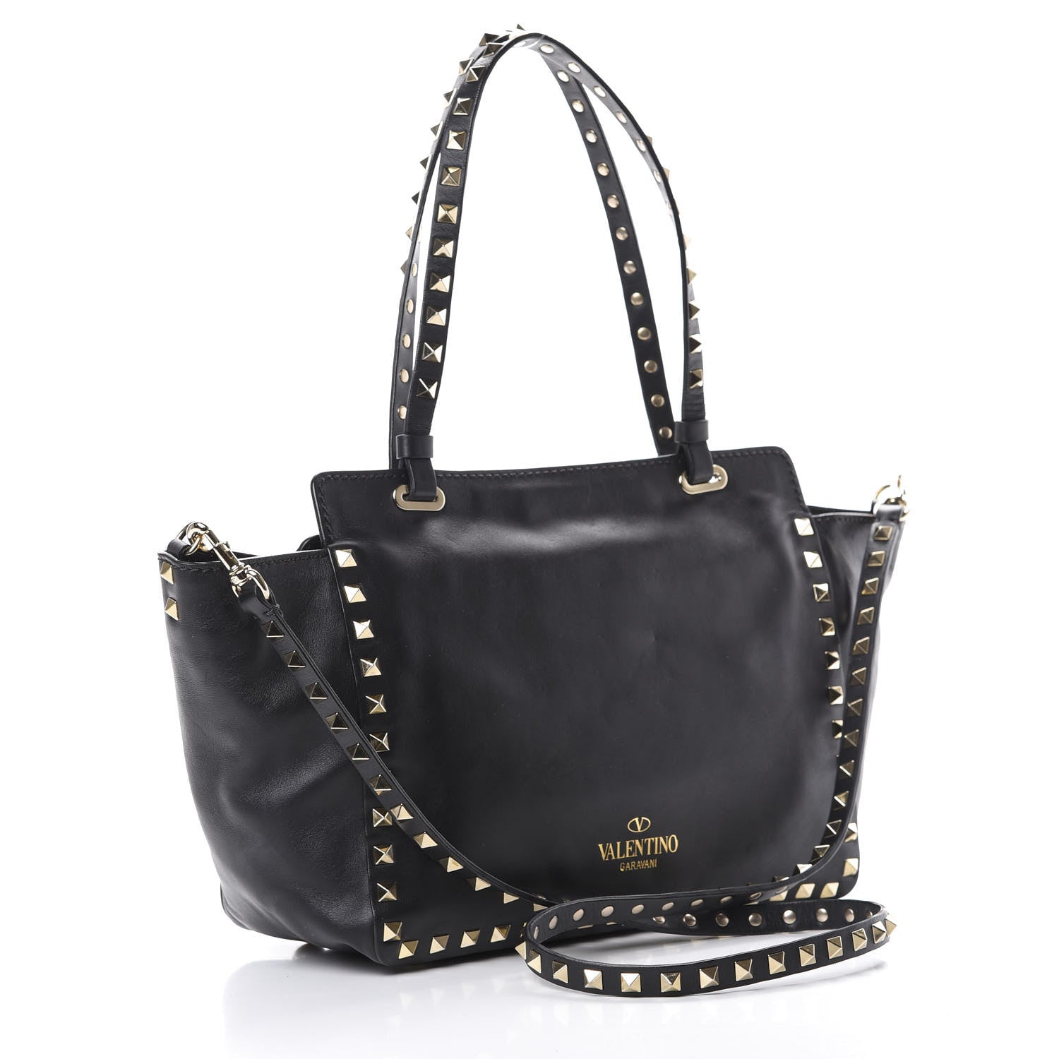 Valentino Garavani Vitello Small Rockstud Tote Black 2 of 15