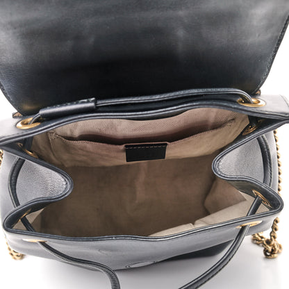 Gucci Calfskin Web GG Marmont Flap Chain Backpack Black 5 of 10