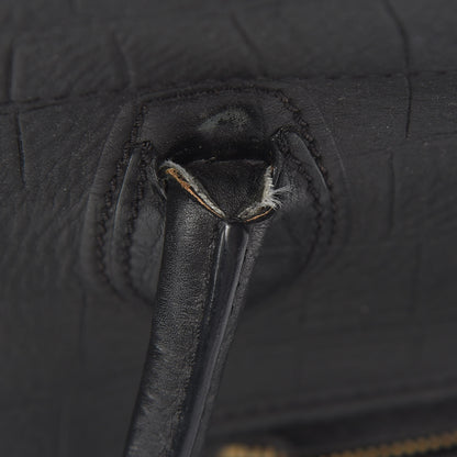 Celine Crocodile Embossed Calfskin Medium Phantom Luggage Black 15 of 19