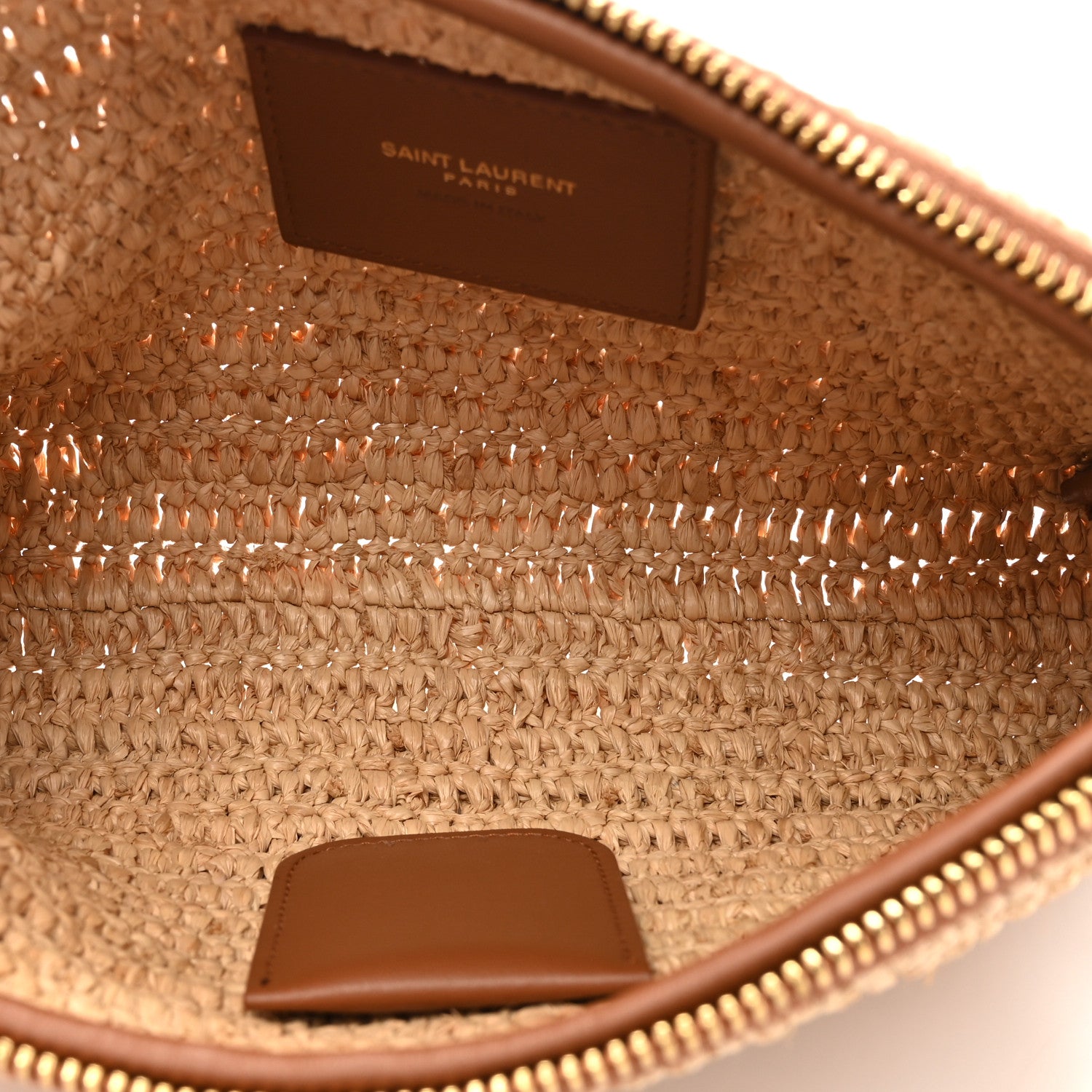 Saint Laurent Raffia Calfskin Gaby Crossbody Bag Natural Brick 5 of 11