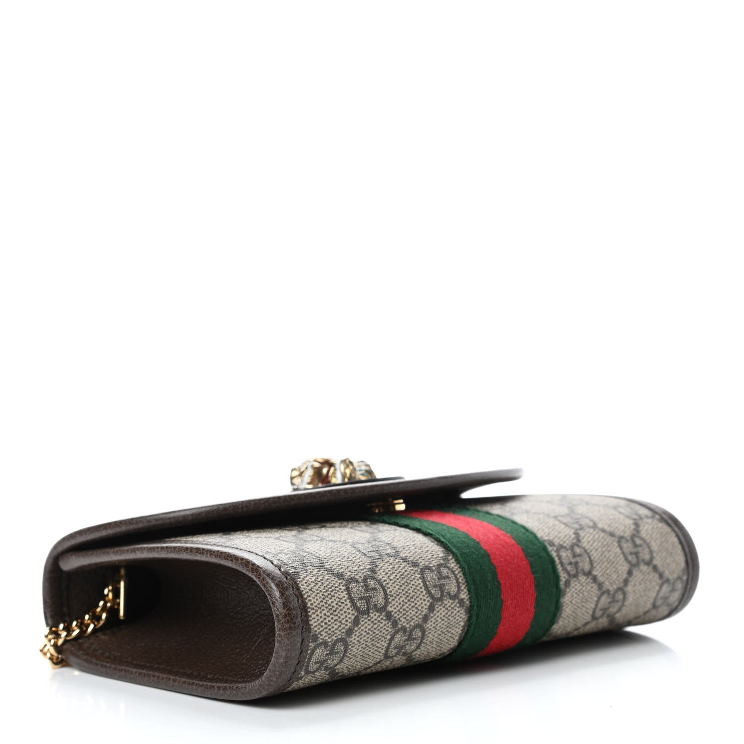 Gucci GG Supreme Monogram Web Mini Rajah Slim Flap Shoulder Bag Beige New Acero 3 of 4