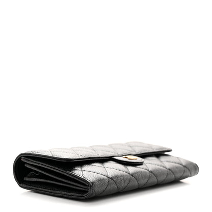 Chanel Caviar Quilted Large Gusset Flap Wallet Black 4 of 9