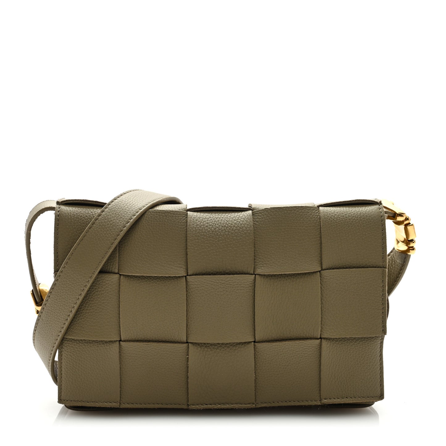 Grained Calfskin Maxi Intrecciato Cassette Crossbody Bag Taupe