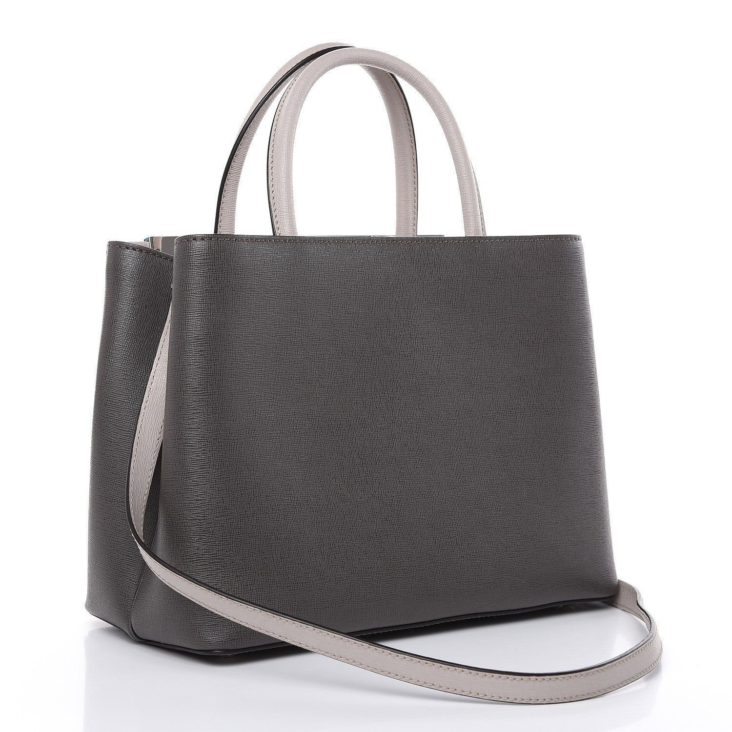 Fendi Vitello Elite Monster Eyes Studded Petite 2Jours Tote Carbone White Multicolor 3 of 9