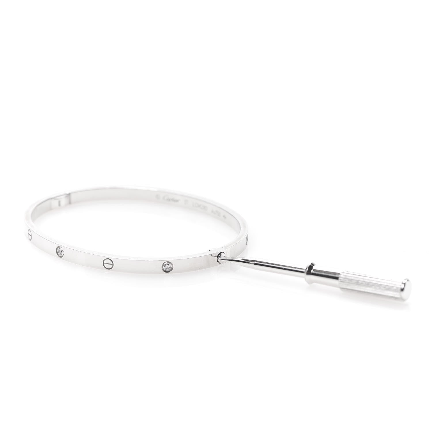 Cartier 18K White Gold 6 Diamond Small LOVE Bracelet 17 4 of 7