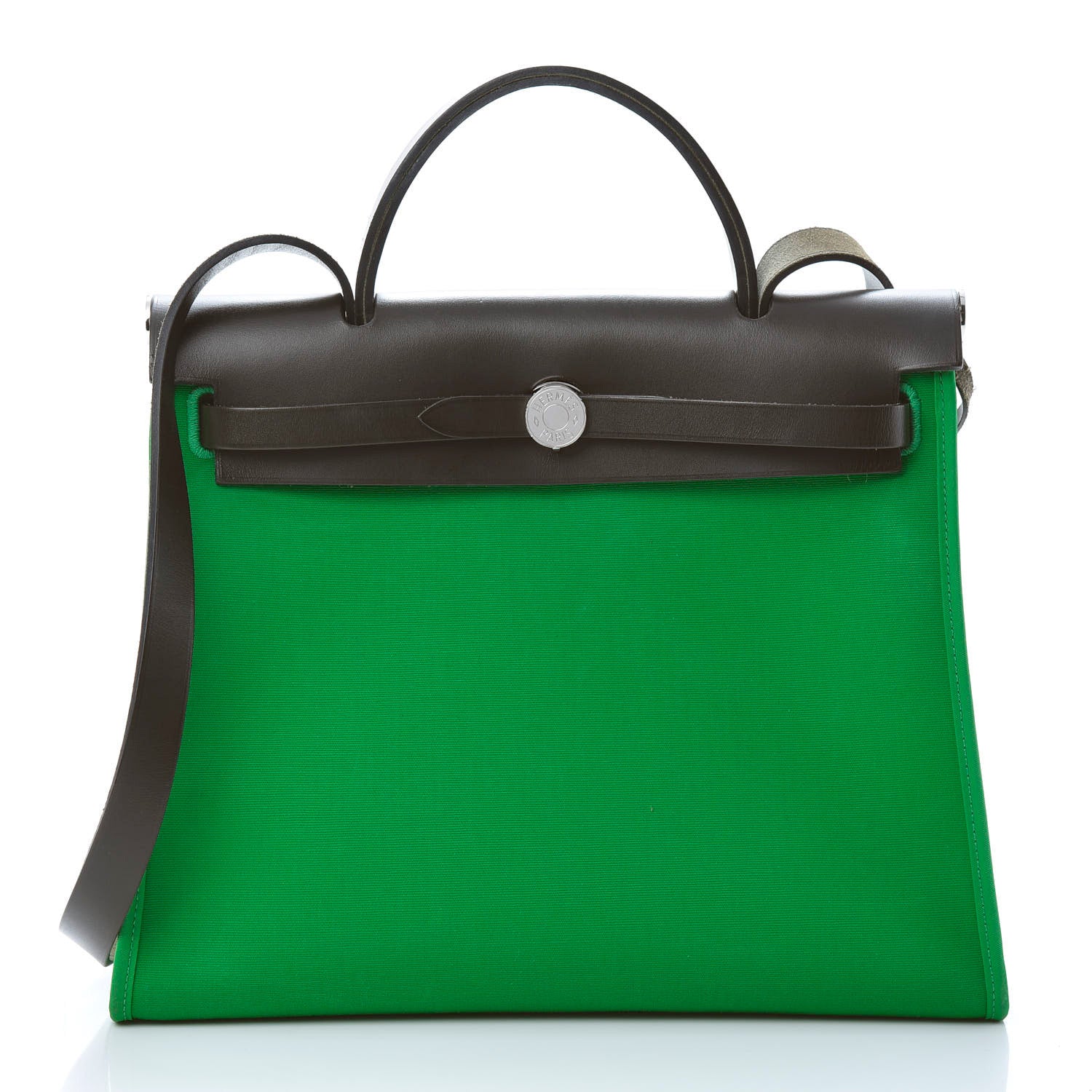 Hermes Vache Hunter Toile Herbag Zip 31 PM Bambou Kaki 3 of 14
