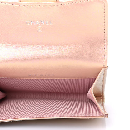Chanel Iridescent Calfskin Quilted Flap Card Holder Wallet Pink 5 of 8