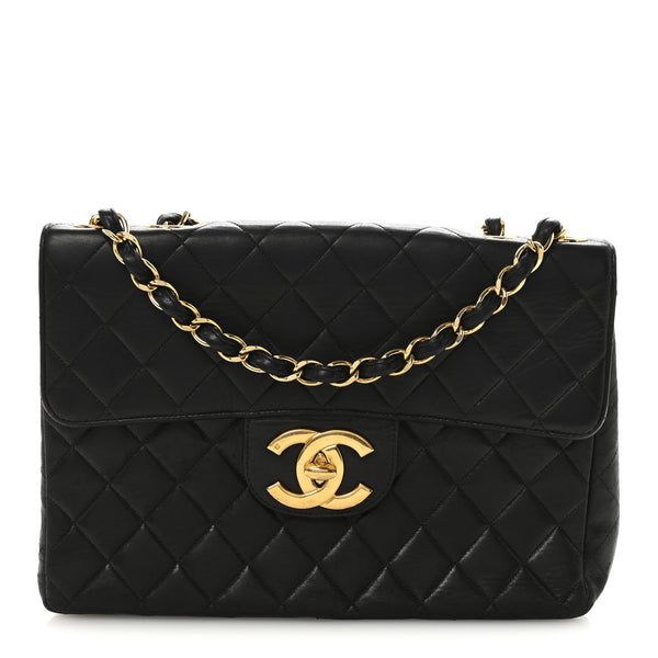 Chanel Lambskin Quilted XL Jumbo Single Flap Black 1870164