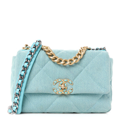 Chanel Denim Quilted Medium Chanel 19 Flap Light Blue 1 of 12