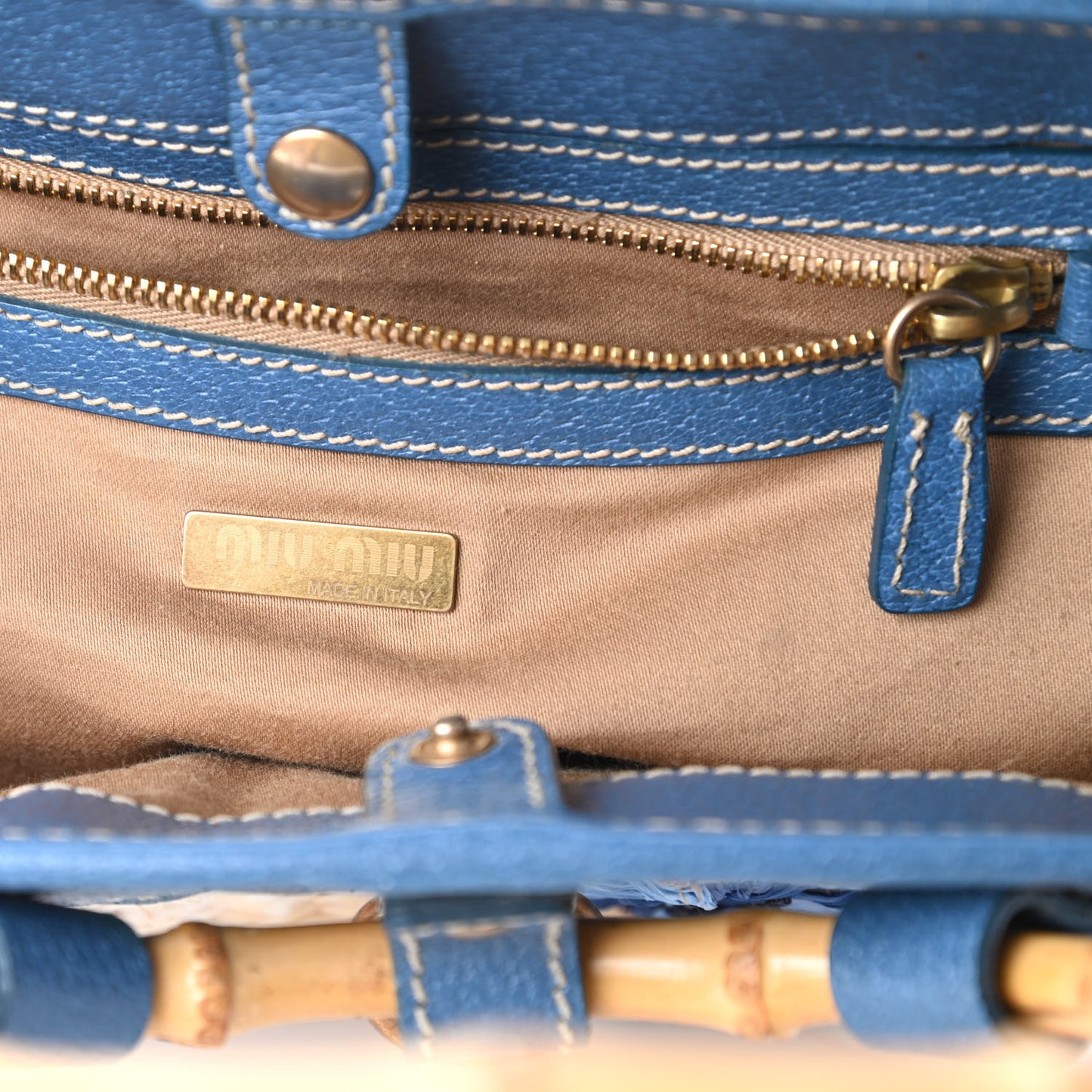 Calfskin Wicker Romantic Basket Bag Naturale Blue