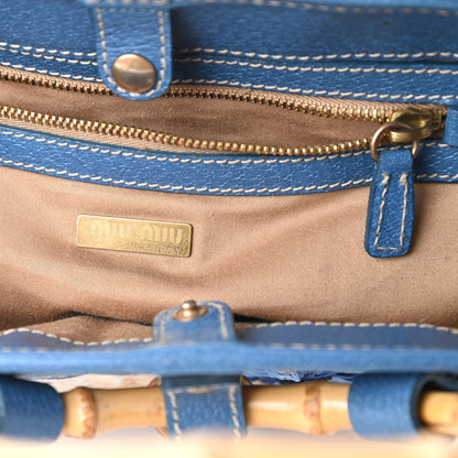 Miu Miu Calfskin Wicker Romantic Basket Bag Naturale Blue 8 of 10