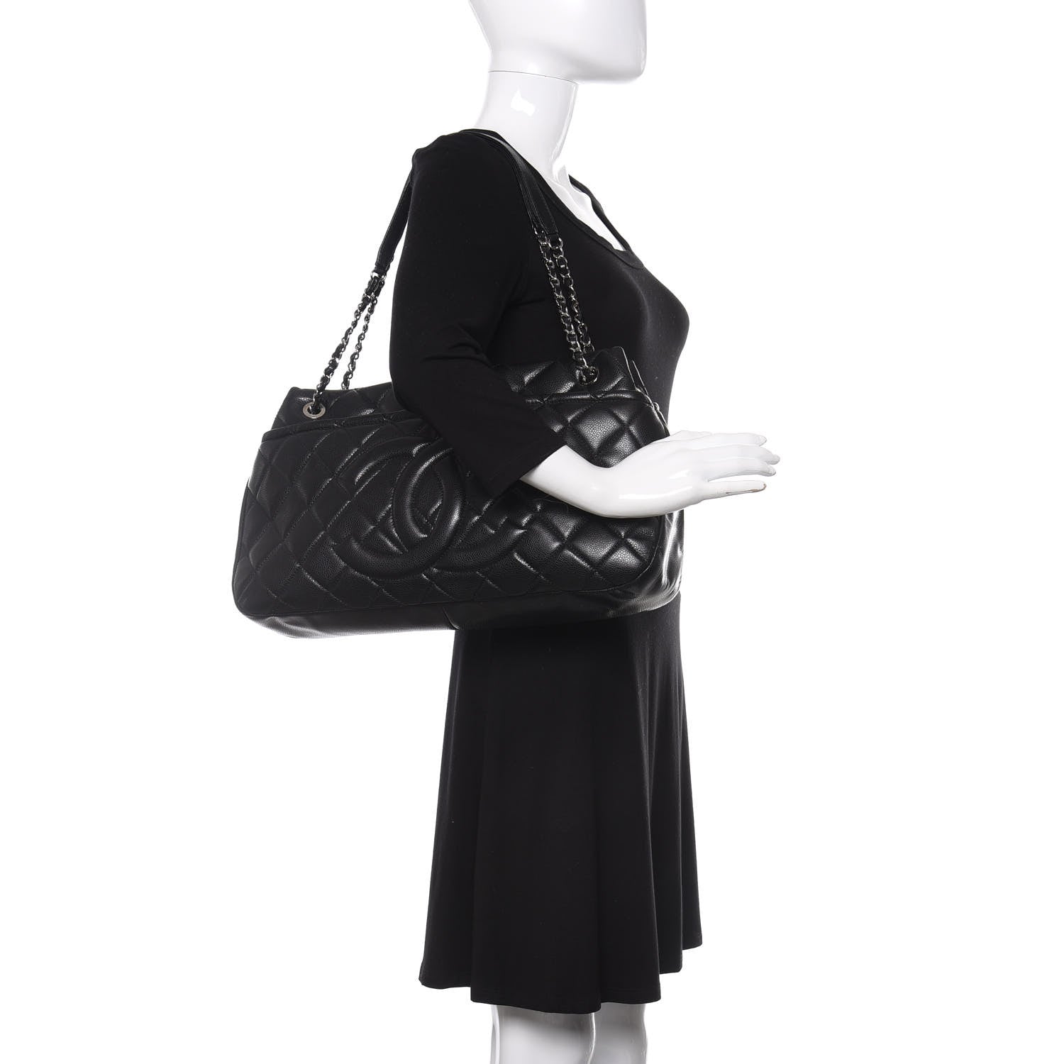Chanel Caviar Quilted CC Timeless Soft Tote Black 2 of 12