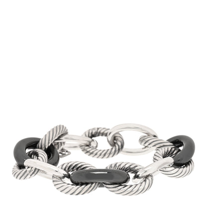 David Yurman Sterling Silver Black Ceramic 17mm Extra Large Oval Link Bracelet 1 of 3