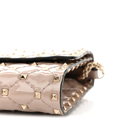 Valentino Garavani Patent Rockstud Spike Wallet on Chain Poudre 9 of 9