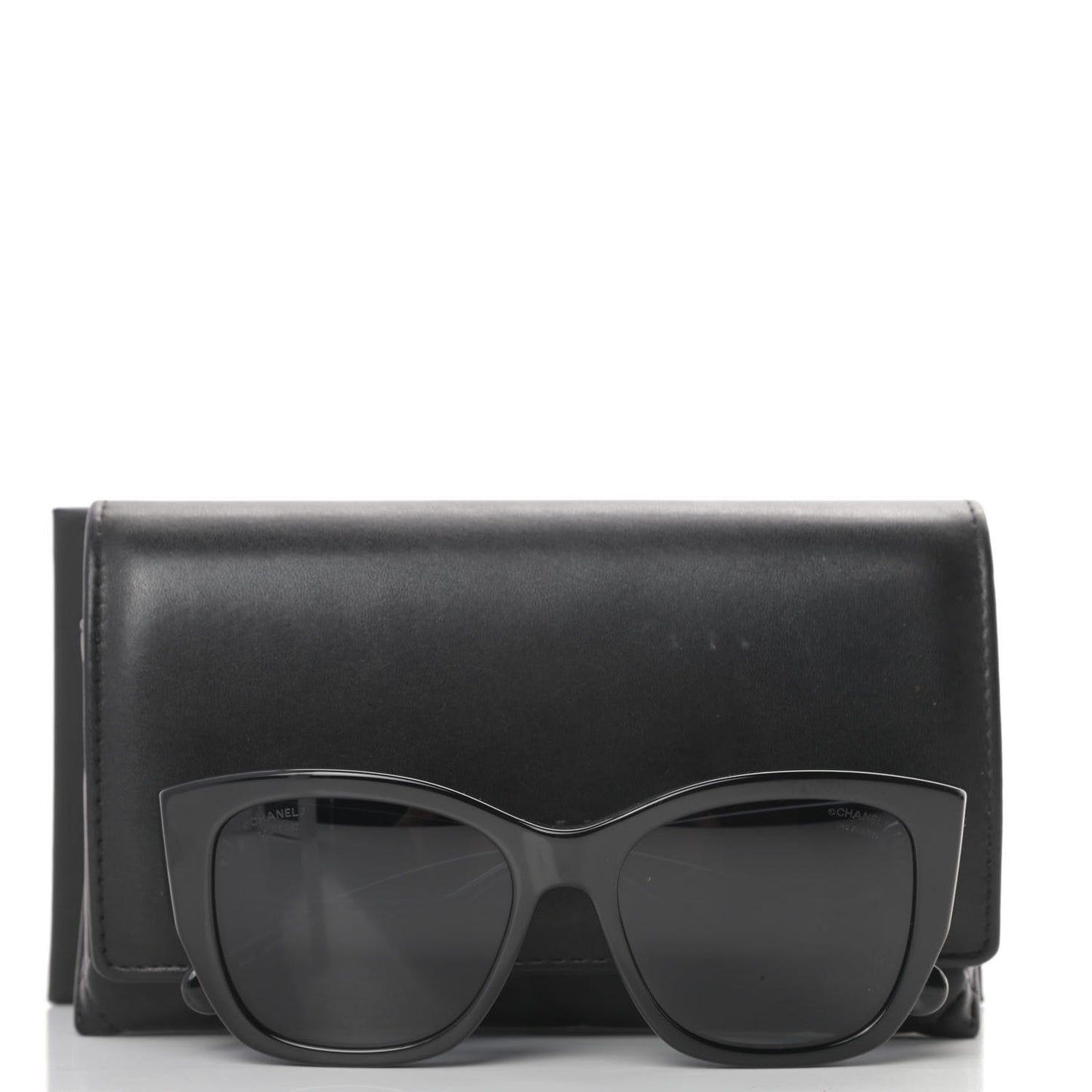 Acetate 18K White Gold Polarized Butterfly Sunglasses 5429 Black