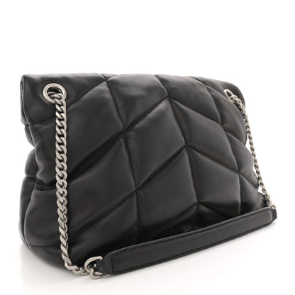 Saint Laurent Lambskin Quilted Small Loulou Puffer Monogram Chain Satchel Black 3 of 10