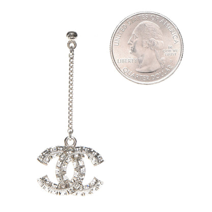 Chanel Baguette Crystal CC Dangle Earrings Silver 2 of 4