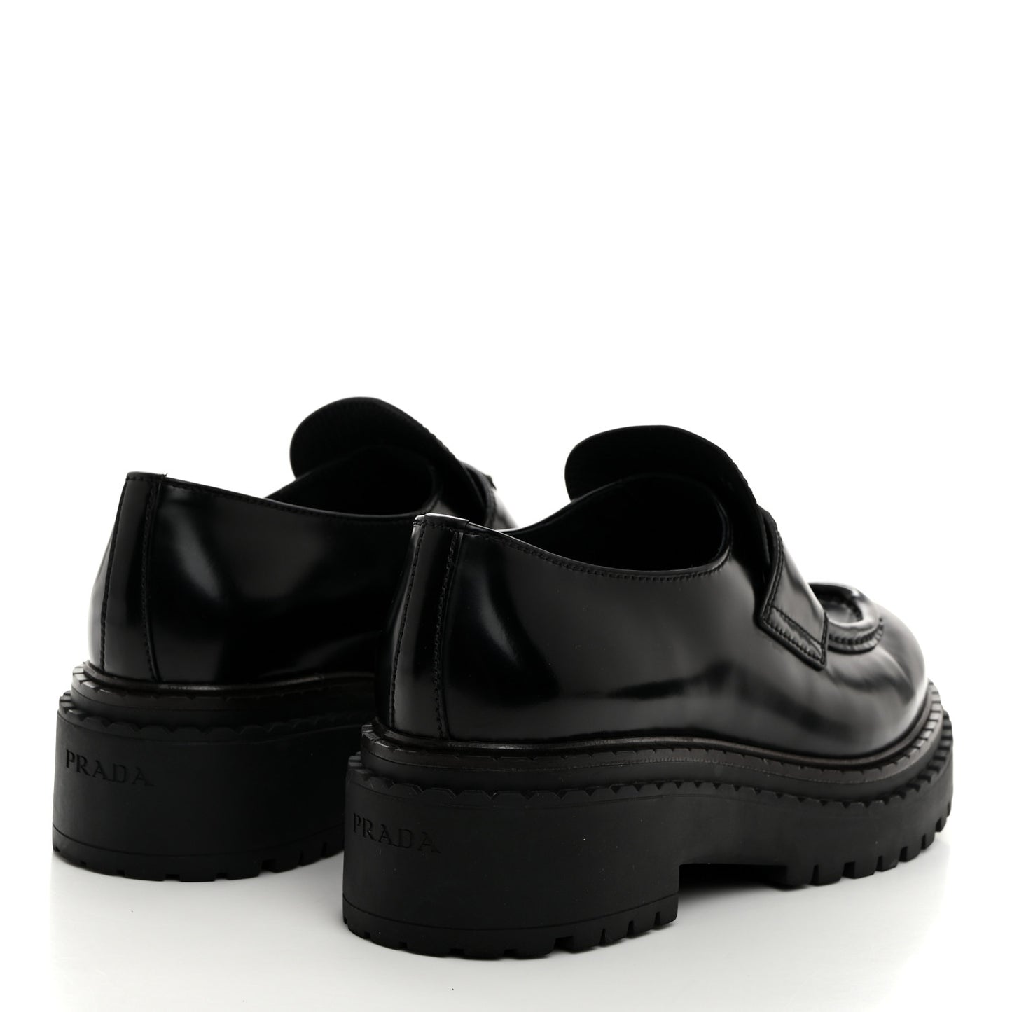 Spazzolato Metal Triangle Logo Double Chocolate Loafers 38 Black