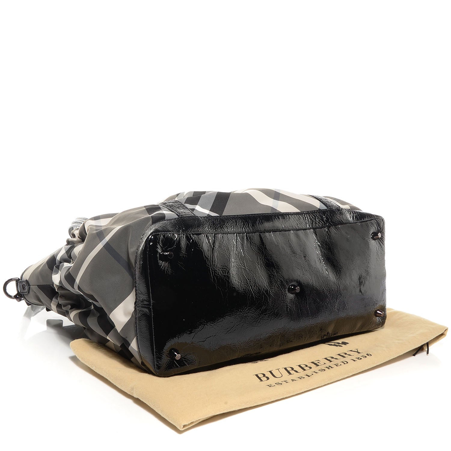 Burberry Nylon Beat Check Diaper Bag Black 4 of 9