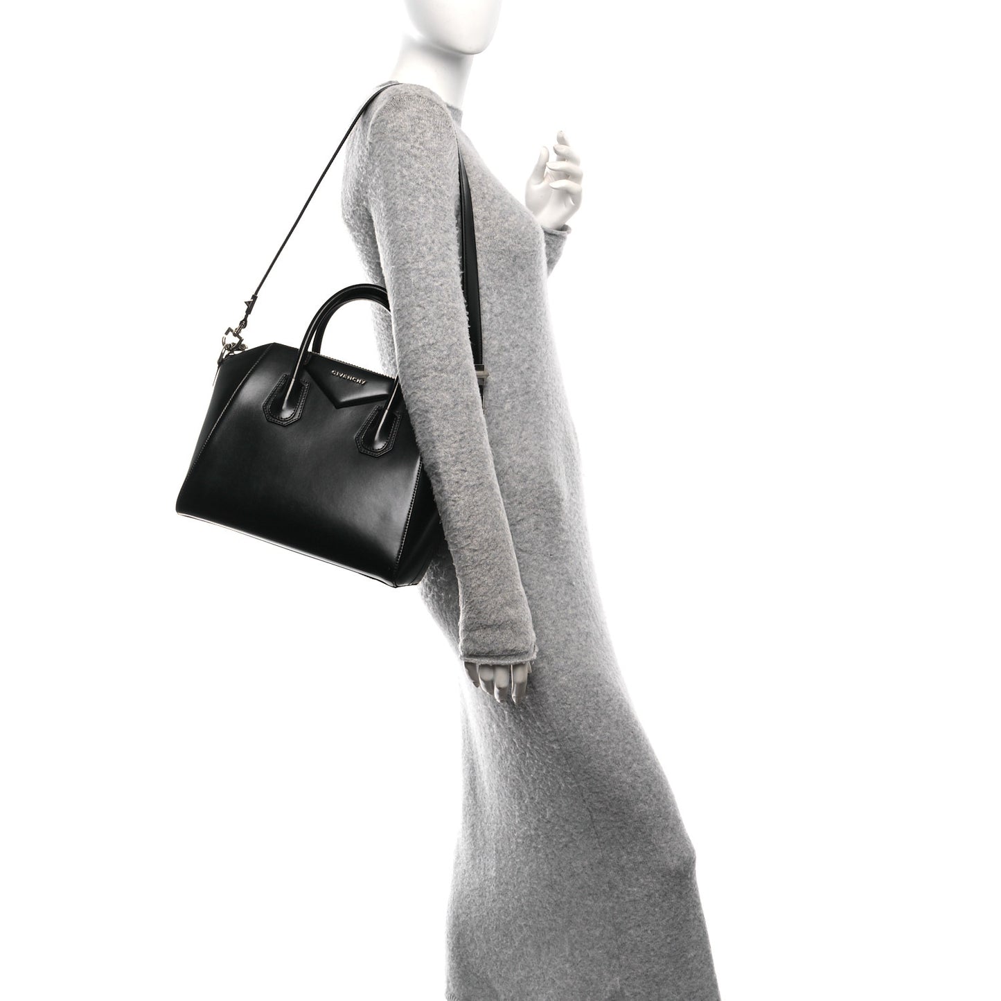 Shiny Lord Calfskin Small Antigona Black