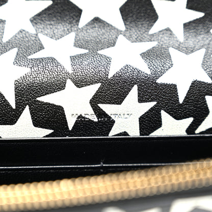 Saint Laurent Lambskin Star Print Monogram Envelope Chain Wallet Black White 6 of 11